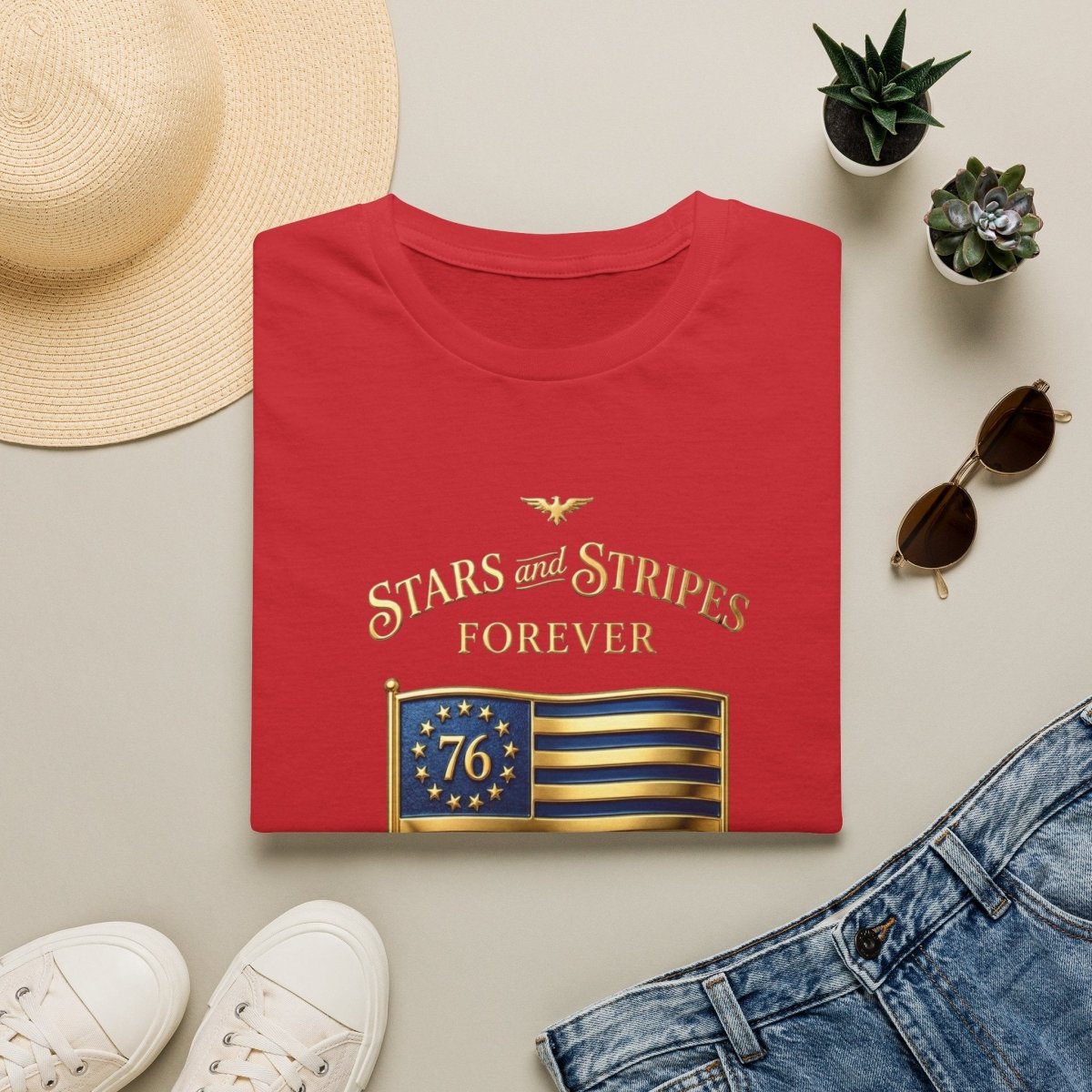 250 USA - Stars and Stripes flag 3 Canvas Tee - Deck Mode