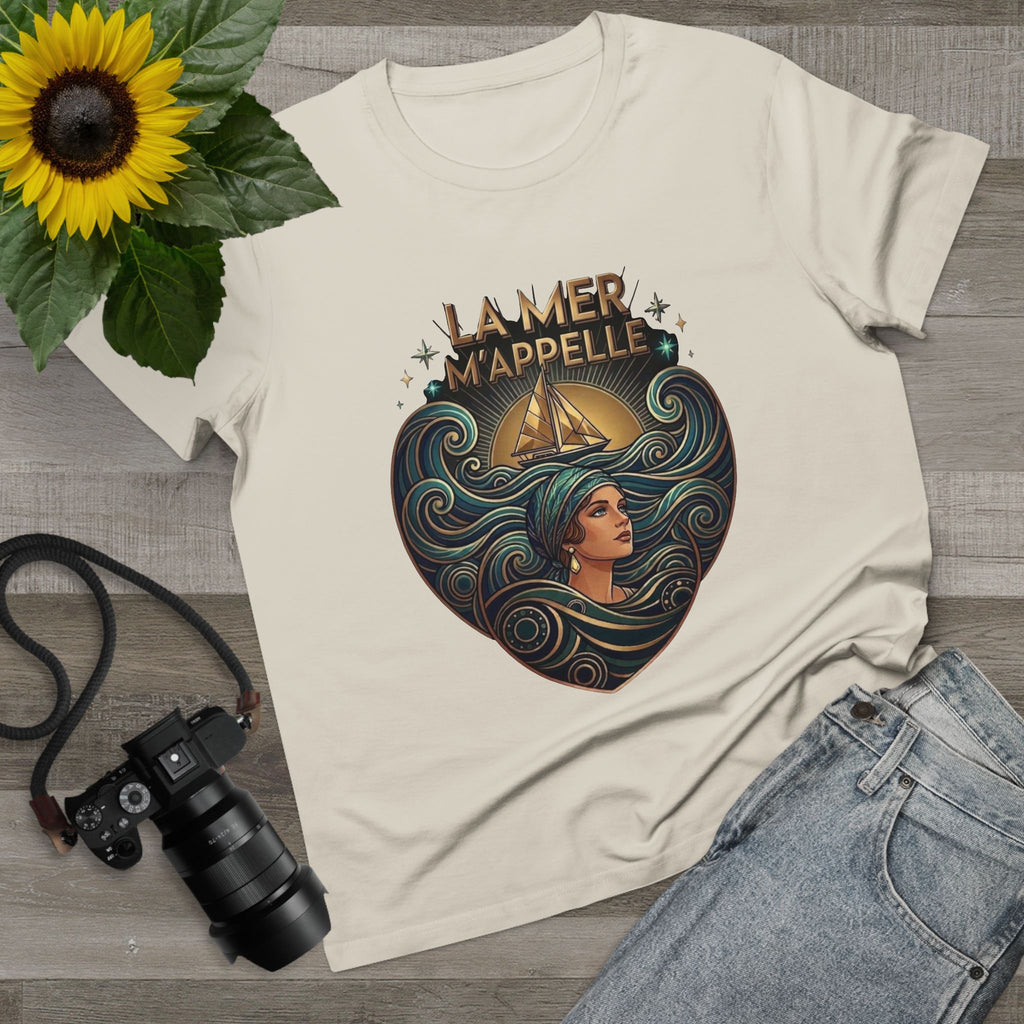 Women's Ocean Graphic Tee | The Sea is Calling | Coastal Vacation T-Shirt | J'aime La Mer