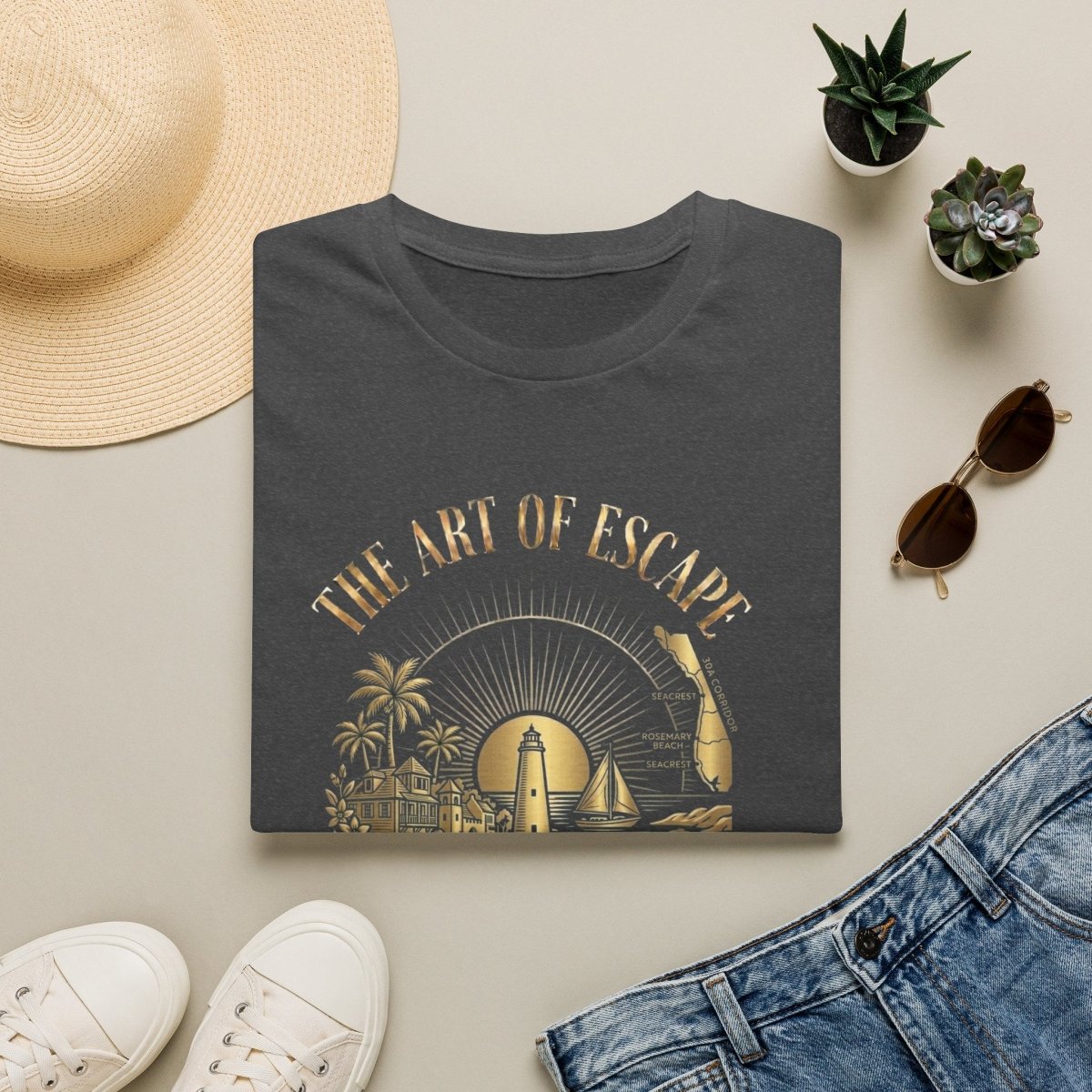The Art of Escape - 30A Florida Canvas Tee - Deck Mode